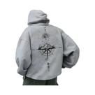 Hoodie Vintage Masculino Com Estampa De Bússola, Alta Qualidade, Manga Longa, Top Casual Esportivo
