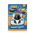 Hot Wheels Caderno 1/4 Capa Dura Brochura 80 Folhas Spiral