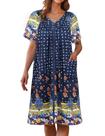 House Robe Ekouaer com zíper e manga curta azul Mandala S feminina