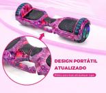 Hoverboard skate eletrico roxo estrelar 6,5 com LED e Bluetooth