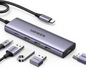 Hub 5 Em 1 Ugreen Usb-c Para 3* Usb 3.0 + Hdmi 4k@30hz + Pd Prateado