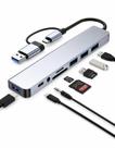 Hub 8 Em 1, Adaptador De Cartão Sd Usb Tipo C, Portas De Memória Cor Prateado Hub 8 Em 1, Adaptador De Cartão Sd Usb Tipo C, Portas De Memória Cor Prateado