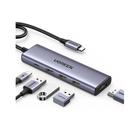 Hub Adaptador Ugreen Cm511 15596 Usb-c 5 Em 1 Hdmi 4k 100w Cinza-escuro