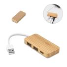 Hub Adaptador USB-C e USB-A com Acabamento em Bambu - Versátil e Elegante