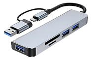 Hub Dock Estação Portátil 5 em 2 USB Tipo C e USB 3.0 Leitor SD Micro SD Hub Dock Estação Portátil 5 em 2 USB Tipo C e USB 3.0 Leitor SD Micro SD