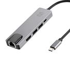 HUB Dock USB-C 5x1 com HDMI 4K, RJ45 Ethernet, USB 3.0 pd