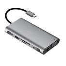 Hub MD9 10 Portas USB 3.0 HDMI USB Tipo C VGA RJ45 Micro SD TF Card - 9537