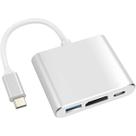 Hub Tipo-C 3 Em 1 HDMI USB 3.0 E Tipo-C P/ Notebook Celular Pc Alta Definição Velocidade Portátil Plug And Play Compacto