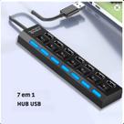 Hub USB 2.0 7 Portas com Led e Switch Conecte Vários Dispositivos