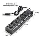 Hub USB 2.0 Extensor USB 7 Portas Switch On/Off Led Indicador 480mbps