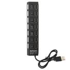 Hub USB 7 Portas 2.0 Exbom UH-2S7 com Botões ON/OFF e LEDs Indicadores Individuais