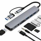 Hub USB-C 8 em 1 com USB 3.0 Leitor SD TF Entrada Áudio e Alta Velocidade