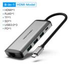 Hub USB C USB-C Vention 8 em 1 USB 3x 3.0 HDMI RJ45 TF SD PD