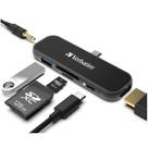 Hub USB C Verbatim 6 em 1 com PD de 100 W, USB 3.0, SD, 4K HDMI