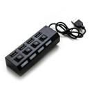 Hub Usb com 4 Portas com Chave Power Individual Preto Hub Usb com 4 Portas com Chave Power Individual Preto