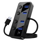 Hub USB Qeefun de 4 portas USB 3.0 com interruptores de alimentação LED individuais