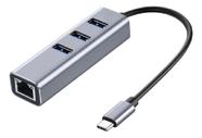 Hub Usb Tipo C 5gbps + Rede 10/100/1000 + 3 Portas Usb 3.0