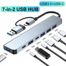 Hub USB tipo C 7 em 1, HDMI, TF, leitor de SD, USB 3.0