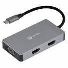 Hub Usb Tipo C / Type C 5 Em 1 Com 2 Hdmi Vga Usb 3.0 Power Delivery (pd) 60w - Hc-5vga