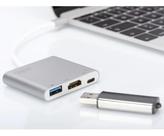 Hub usbc 3 em 1, porta 1xhdmi 4k30hz, 1xusb 3.0, 1x porta pd 3.0 type c de até 100w