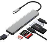 Hub USBC 8 em 1 Com Entrada Tipo C e USB com 4 USB 3.0, Entrada Áudio, Slot SD USBC Data Carregamento Alta Velocidade 5Gbps Hub USBC 8 em 1 Com Entrada Tipo C e USB com 4 USB 3.0, Entrada Áudio, Slot SD USBC Data Carregamento Alta Velocidade 5Gbps