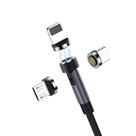 Hubonic Cabo Carregador Magnético 3 Em 1 Tipo C Lightning Micro Usb 2 Metros Girátorio Nylon trançado
