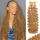 Human Braiding Hair MOTFIN, 16 polegadas, Curly Boho 110g, 3 pacotes