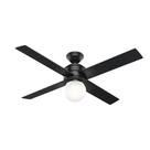 Hunter Fan Company, Ventilador de Teto Hepburn Preto Fosco com Kit de Luz LED e Controle de Parede, Ventiladores de Teto com Luz 52 polegadas, 59321