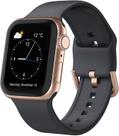 Huoguo compatível com pulseiras Apple Watch 45 mm 44 mm 42 mm, pulseira esportiva de silicone macio, pulseira de substituição com fecho clássico para iWatch Series SE 7 6 5 4 3 2 1 para mulheres e homens, cinza escuro 42/44/45 mm