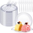 Hushee, 400 peças, placas de plástico transparente, 15 cm e conjunto de garfos Hushee, 400 peças, placas de plástico transparente, 15 cm e conjunto de garfos