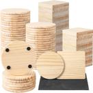 Hushee 72 peças de porta-copos de madeira de 10 cm, artesanato DIY com almofadas antiderrapantes