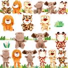 HyDren 18 Piezas Mini Peluches Safari Animales de la Selva 12 cm