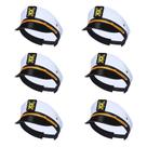 Iate Captain Hat dodowin para homens e mulheres, pacote com 6 unidades, branco marinho, preto