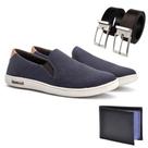 Iate Slip On Urban Casual Azul Macio Carteira e Cinto