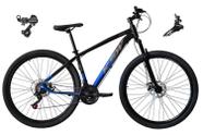 icicleta Aro 29 Ksw Xlt Alumínio 24v Câmbios Shimano Garfo Suspensão - Preto/Azul Bicolor