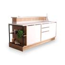 Ilha de Cozinha com Bancada 100% MDF Herval Ten, Off White e Louro Freijó, Sem Tampo
