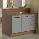 Ilha de Cozinha com Bancada e Balcão 120 cm Rustic/Cinza Agata Madesa
