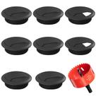 Ilhó de mesa GA1FSL 80 mm - pacote com 8 tampas pretas com orifício de cabo Ilhó de mesa GA1FSL 80 mm - pacote com 8 tampas pretas com orifício de cabo