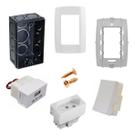 Ilumi Caixa 4x2 + Suporte + placa p/3 modulos + usb + interruptor+ tomada 3p 10a