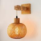 Iluminação de arandela de parede FRIDEKO Rattan para quarto e sala de estar