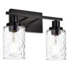 Iluminação de arandela de parede MELUCEE 2-Light Matte Black com vidro Iluminação de arandela de parede MELUCEE 2-Light Matte Black com vidro