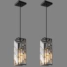 Iluminação pendente FDPBY preta moderna com cristal (pacote com 2)