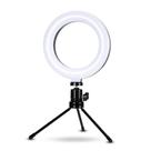 Iluminador Led Circular 6" Bi-Color Vídeo Ring Light 16cm USB com Mini Tripé de Mesa