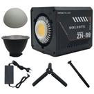 Iluminador LED COB ZN80 Bicolor 2800K7500K Portátil com Bateria Interna, Mini Tripé e Manopla