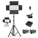 Iluminador LED Painel U800+ 50w com Fonte Bivolt, 2 Baterias F970, Carregador Duplo e Tripé 2M S