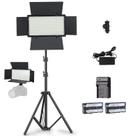 Iluminador Led Painel U800+fonte+2 baterias+carregador+tripe 2m t