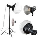 Iluminador LED Soleste Balão Chinês 200W redondo + Tripé 2,4m, Controle Remoto e Cone Refletor bowens S