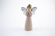 Imagem Anjo Asa Metal Rezando Resina 10 cm