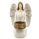 Imagem Anjo com Castiçal Ajoelhado Importado Resina 18 cm
