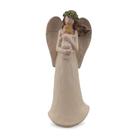 Imagem Anjo da Guarda Branco com Bebê no Colo Tiara Verde Resina 25 cm
